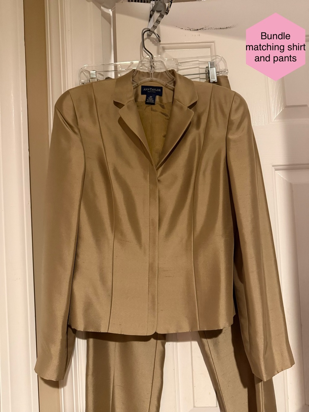 Ann Taylor Women's Taupe 100% Silk Tailored Blazer